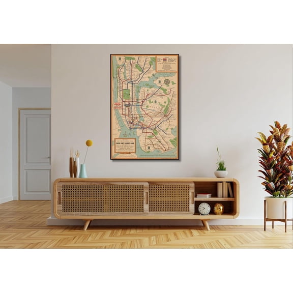 Vintage NYC Subway Map New York City Transit Art, Unframed Poster