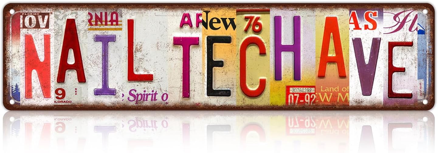 Vintage Nail Tech Ave Wall Decor Street Signs Home Bar Coffee Metal Tin ...