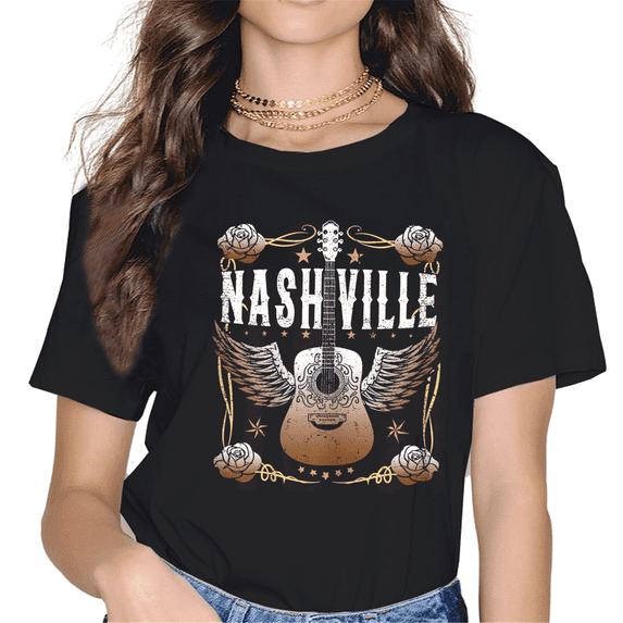 Vintage Nashville Country Music City Guitar Player Womens T-Shirt