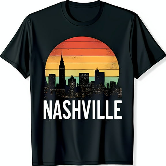 Vintage Nashville Graphic Black T-Shirt for City Lovers