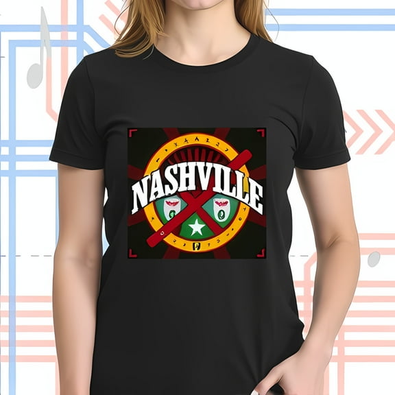 Vintage Nashville Graphic Cotton Short Sleeve T-Shirt with Bold Circular