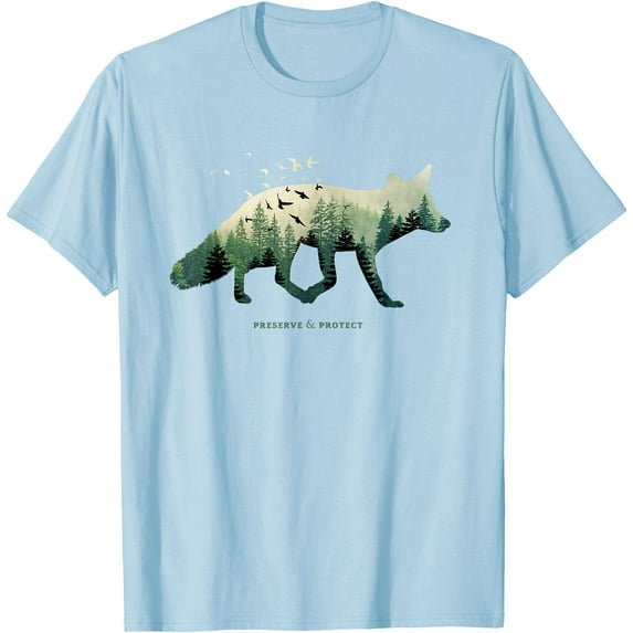 Vintage National Park Fox Forest Unisex T-Shirt for Men Women Kids Toddler,Light Blue Color,Size 2T