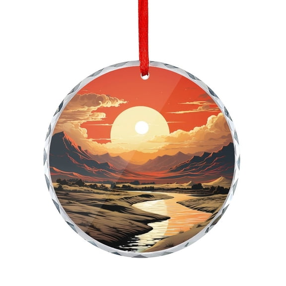 Vintage National Park Retro Glass Christmas Ornament Xmas Decor Indoor Home Holiday Party Gifts Nature Art Abstract Mountain Travel Christmas Ornaments 2025