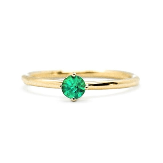 Vintage Natural Emerald Round Ring, 925 Sterling Silver ,14K Yellow Gold Plated for Women Emerald Engagement Rings