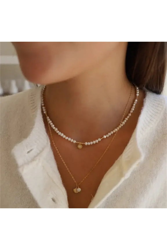 Vintage Natural Grain Of Rice Pearl Necklace Eight Awn Star