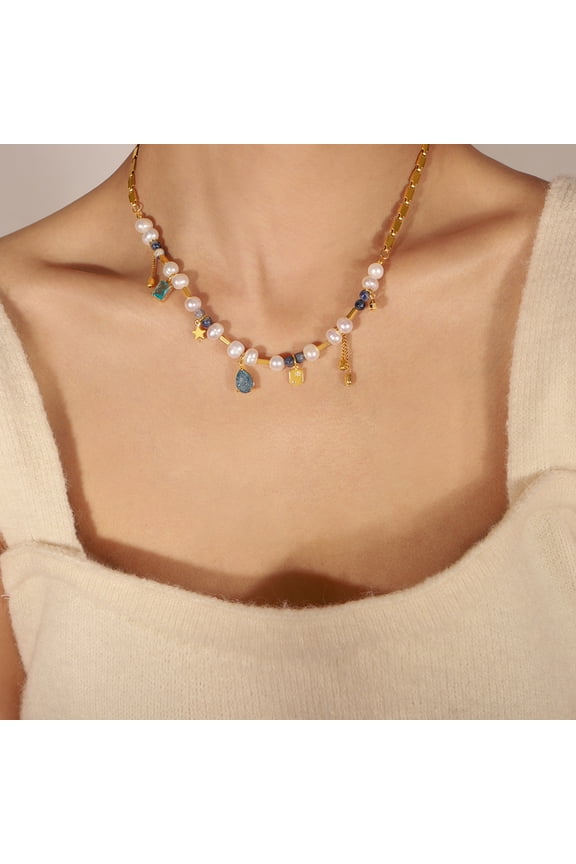 Vintage Natural Stone Freshwater Stringed Pearls Necklace