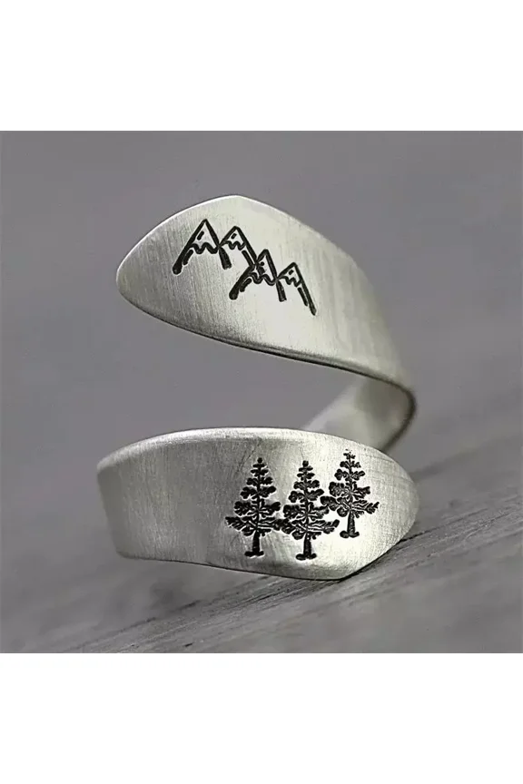 Vintage Natural Style Forest Mountain Pattern Fashion Ladies Ring