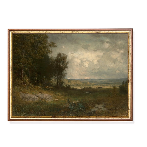 Vintage Nature Scene Artwork Print, Muted Countryside Composition for Elegant Minimal Interior Aesthetic, Size 24x36 Unframed Poster