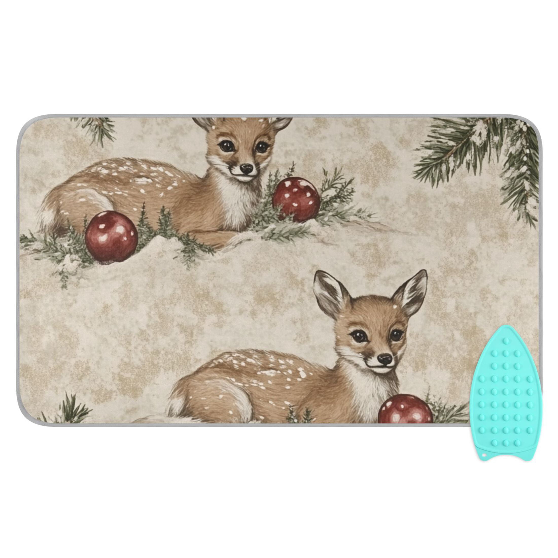 Vintage Nature Scene with Deer Ironing Mat Blanket for Table Top Travel Portable Ironing Board Pad 47.2x27.6 Inch