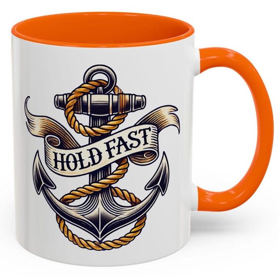 Vintage NautiC1Al Anchor Mug, Hold Fast Tattoo StY1Le Coffee Cup, Maritime Sailor Gift, Traditional Navy Ocean Lover DE1cor, Seafarer Aesthetic