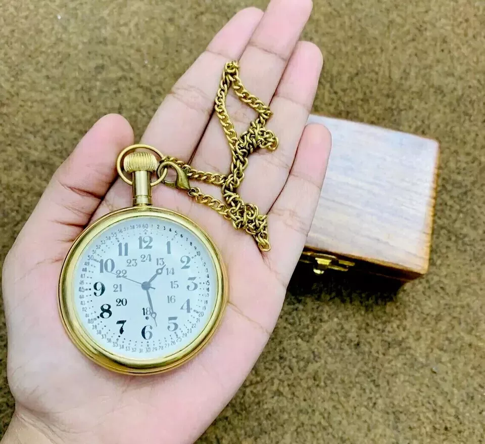 Vintage Nautical Brass Pocket Watch Elgin Look Collectible Antique Pocket Watch gift