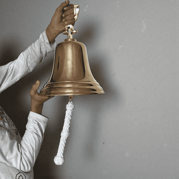 Vintage Nautical Brass Ship Bell Large 11inch Pub Bell, Wall Mountable Bell Home Decor