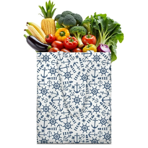 Vintage Nautical Canvas Tote Bag – Watercolor Anchor & Compass Design with Maritime Elements – Coastal Beach Bag for Sailors, Travelers & Ocean Lovers