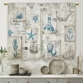 thumbnail image 1 of Vintage Nautical Coastal Kitchen Curtains Sailboat Compass Small Short Cafe Window Curtains Ocean Beach Seashell Starfish Bathroom Drapes Treatment Tier Curtains 2 Panels (27.5x39 Inch), 1 of 8