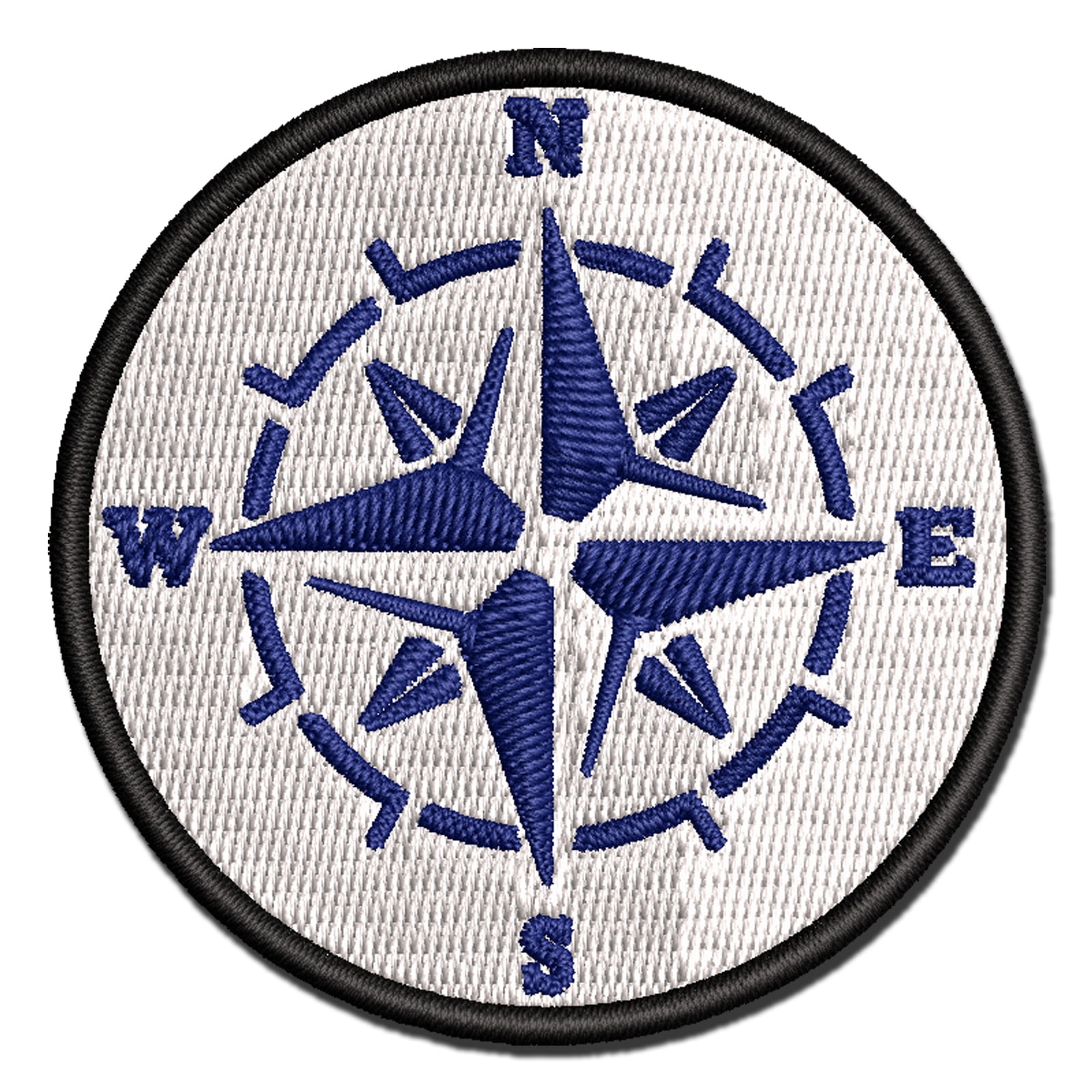 Vintage Nautical Compass Rose Applique Multi-Color Embroidered Iron-On Patch - 3.5 Inch Large