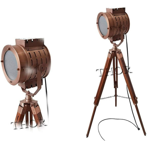 Vintage Nautical Copper Spot Light Floor Lamp with Tripod Office & Home Decor