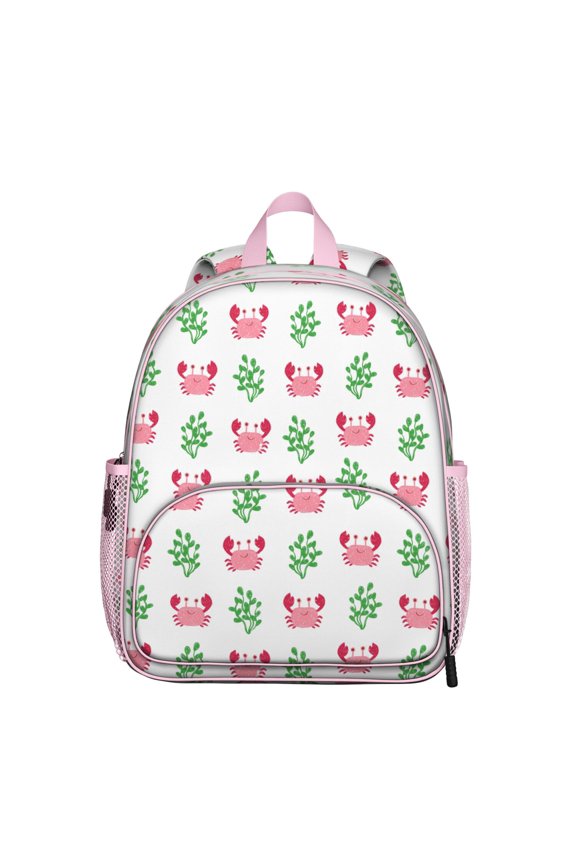 Vintage Nautical Crab Student Backpack - Durable Oxford Fabric Travel Backpack with Black White Nautical Crab and Tropical Sea Life Design for School and Outdoor Use