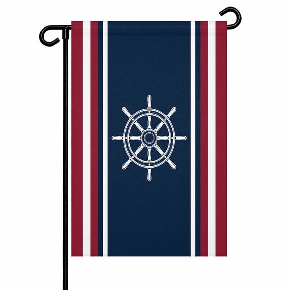 Vintage Nautical Flag Garden Flag 28x40 Inch Red White Striped Medieval Style Double Sided Small Decorative Garden Flags for Outside, Outdoor Yard Porch Lawn Decoration