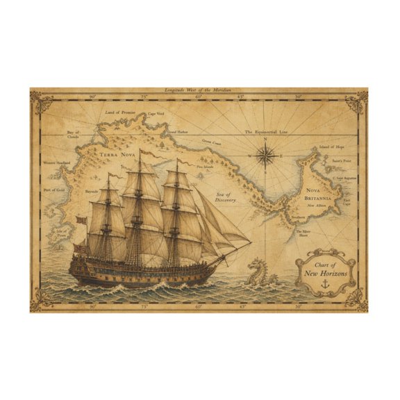 Vintage Nautical Pirate Treasure Canvas Wall Art For Bedroom Dorm Living Room Office 16x24 in