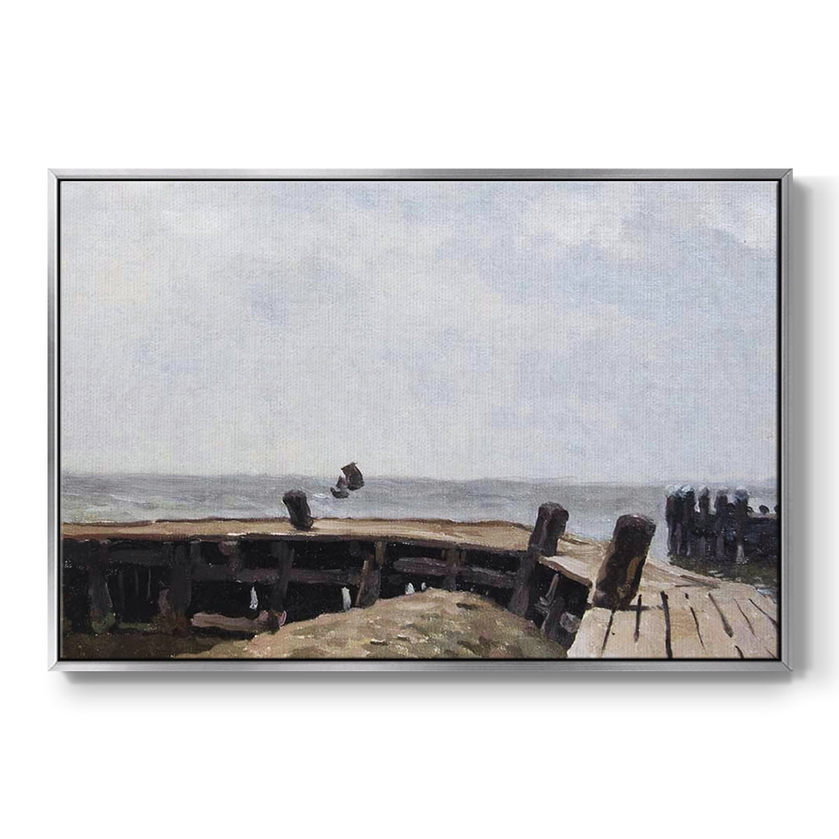 Vintage Nautical Print-LV By Wexford Home Framed in Silver Wood Gallery Wrapped Canvas 27 in. x 41 in.