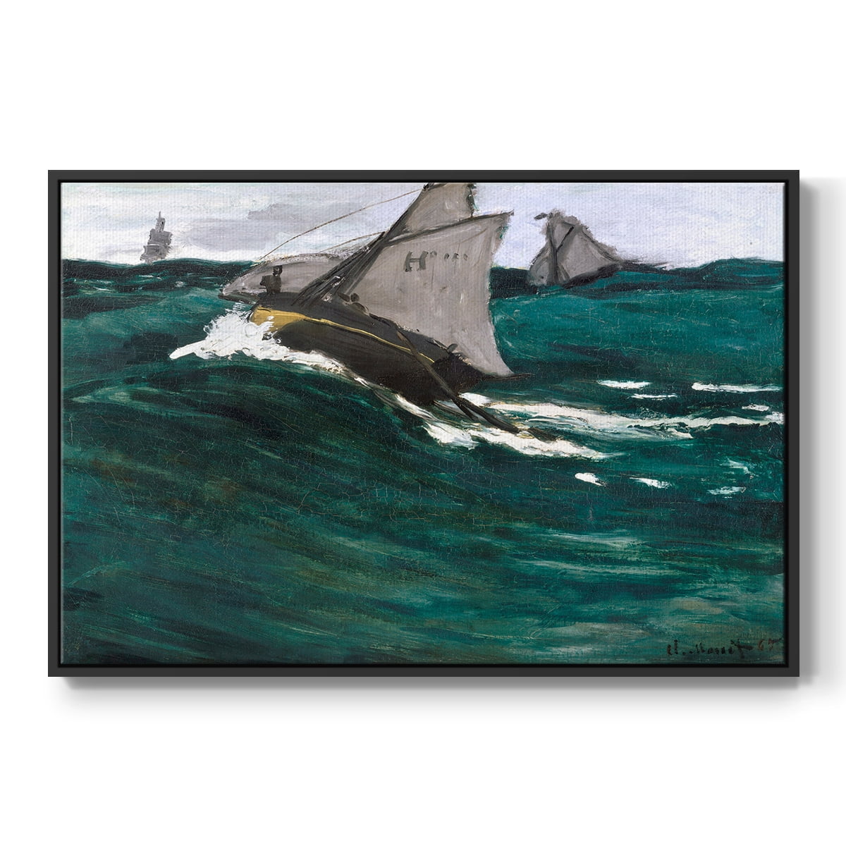 Vintage Nautical Print-LXXXI By Wexford Home Framed in Black Wood Gallery Wrapped Canvas 27 in. x 41 in.