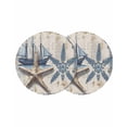 thumbnail image 1 of Vintage Nautical Round 15 Inch Placemats Set of 2, Summer Coastal Floral Starfish HeatResistant Non Slip Place Mats for Dining Table, Wipeable Braided Kitchen Table Mats for Housewarming, 1 of 9
