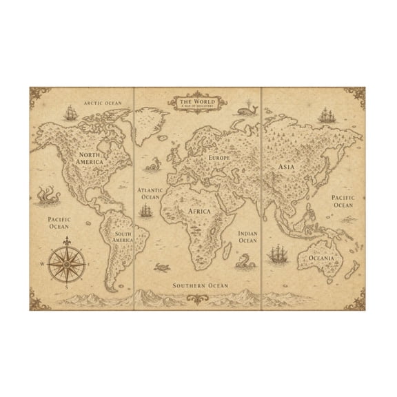 Vintage Nautical Sailing Ship Canvas Wall Art for Living Room Old World Home Decor 16"x24 in