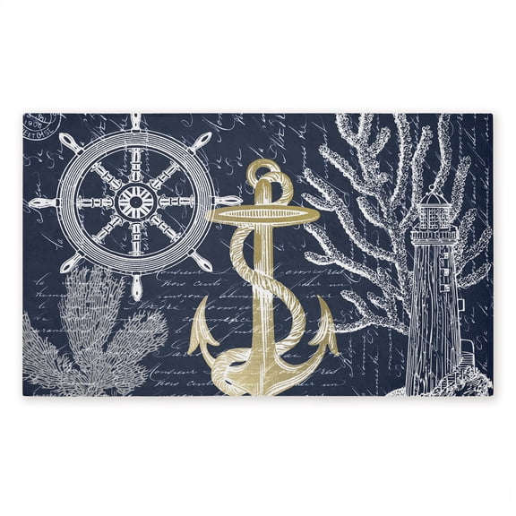 Vintage Nautical Sea Letters Printed Outdoor Door Mat, design by Kim Allen, 18"x30"