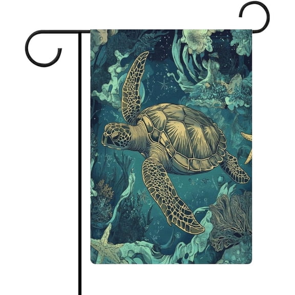 Vintage Nautical Sea Turtle Welcome Garden Flag 12x18 Inch Double Sided for Outside Ocean Animal Yard Flag Seasonal Welcome Outdoor Banner for Outdoor Decorations Holiday Yard Flags for All Seasons