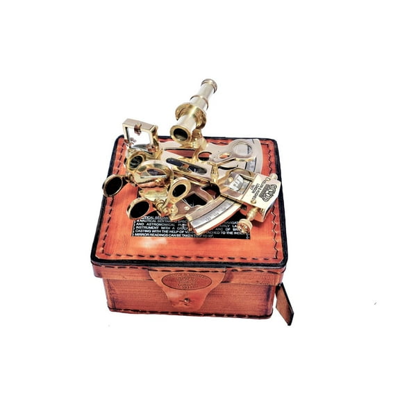 Vintage Nautical Sextant, Engraved Marine Astrolabe Ship's Instrument I Kelvin Hughes London 1917 Sextant, I with Leather Box