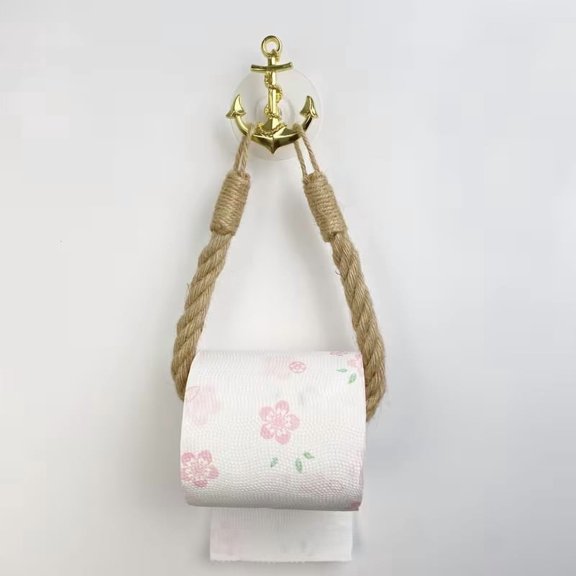 Vintage Nautical Ship Anchor Hemp Rope Towel Rack - Coastal Bathroom Decor Hook