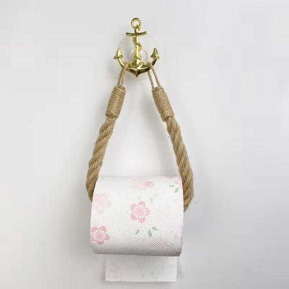 Vintage Nautical Ship Anchor Hemp Rope Towel Rack - Coastal Bathroom Decor Hook