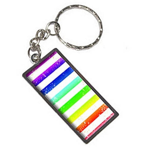 Vintage Nautical Stripes Rainbow Keychain Key Chain Ring