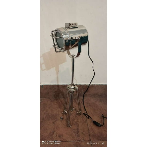 Vintage Nautical Studio Searchlight Table Tripod Spotlight Retro Lamp Decor Table lamp, Nickel Finish