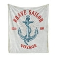 thumbnail image 1 of Vintage Nautical Tattoo Soft Flannel Fleece Throw Blanket, Anchor Rope Maritime Voyage Art, Cozy Plush for Indoor and Outdoor Use, 50" x 60", Coconut Vermilion, by Ambesonne, 1 of 5