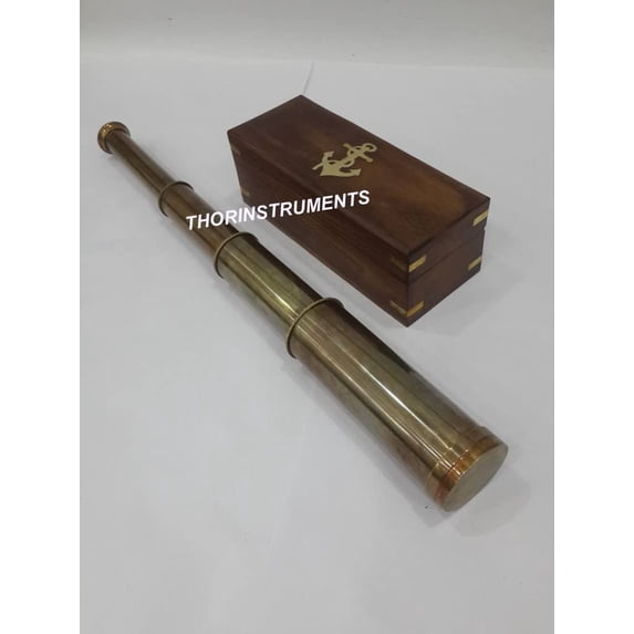 Vintage Nautical Telescope Antique Pirate Spyglass Collectible Marine With Box