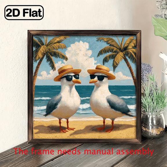 Vintage Nautical Wood Wall Plaque Hand-Engraved Beach Seagull Coastal Decor Sign, 8x8 Inch Wall-Mounted for home Office Decoration Suitable for Father's Day, Graduation, Independence Day Wood M