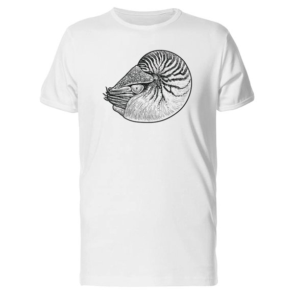 Vintage Nautilus Shell Sketch T-Shirt Men -Image by Shutterstock, Male 3X-Large