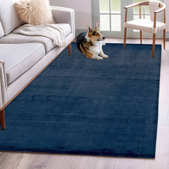 Vintage Navy Blue 3'x5' Rug for Bedroom Foot of Bed Small Living Room, Modern Abstract Retro Art Classic Washable Non Slip Rectangle Area Rug