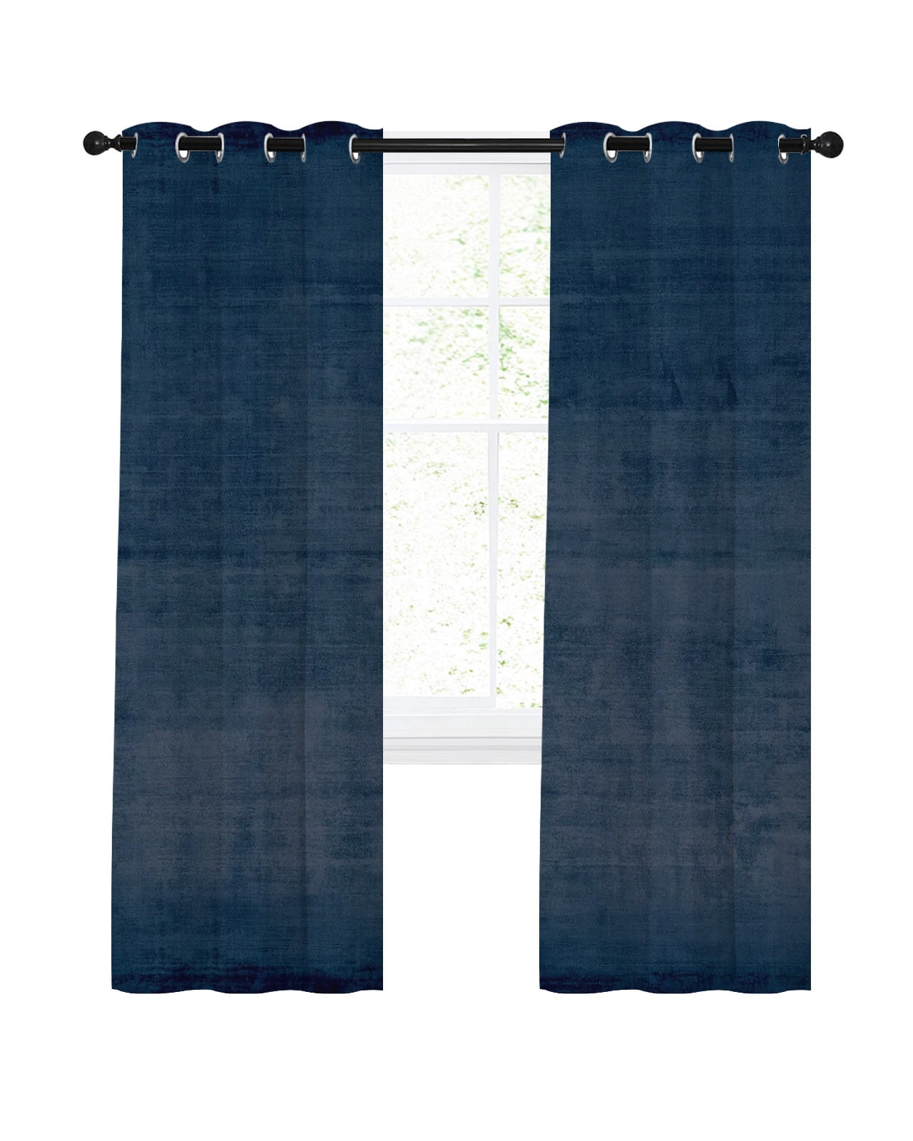Retro Building Windows Vintage Navy Blue Blackout Curtains 39 Inches Length, Modern Abstract ...