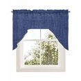 thumbnail image 1 of Vintage Navy Blue Kitchen Curtains Swag Valance for Windows/Bathroom/Cafe, Farmhouse Retro Dark Solid Color Linen Texture Rod Pocket Drape Panel Swag Curtains Valance for Bedroom/Living Room 56"x36", 1 of 6
