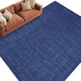 thumbnail image 1 of Vintage Navy Blue Large Area Rugs for Bedroom Living Room, Soft Non Slip Carpet Bedside Rug, Farmhouse Retro Dark Solid Color Linen Texture Rectangular Floor Cover Kitchen Accent Rug 5'x8' for Office, 1 of 9
