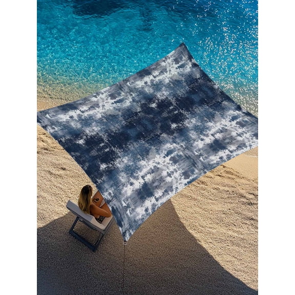 Vintage Navy Blue Ocean Sun Shade Sail 8' x 10', Country Nautical Coastal Sea Starfish Shell Coral Rectangle Outdoor Sunshade Canopy, Waterproof UV Block Patio Covers for Garden Yard Beach