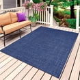 thumbnail image 1 of Vintage Navy Blue Outdoor Rug 6x9 Ft, Non Slip Washable Area Rug, Farmhouse Retro Dark Solid Color Linen Texture Patio Rugs Carpet Runner, Large Floor Mat for Indoor/Outdoor Deck Porch Camping, 1 of 8