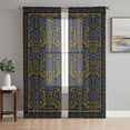 thumbnail image 1 of Vintage Navy Blue Roses Sheer Curtains 84 Inch Length 2 Panels Set Window Treatments, Abstract Art Floral Green Leaves Rod Pocket Semi Curtains for Living Room/Bedroom/Kitchen Décor, 104"W x 84"L, 1 of 7