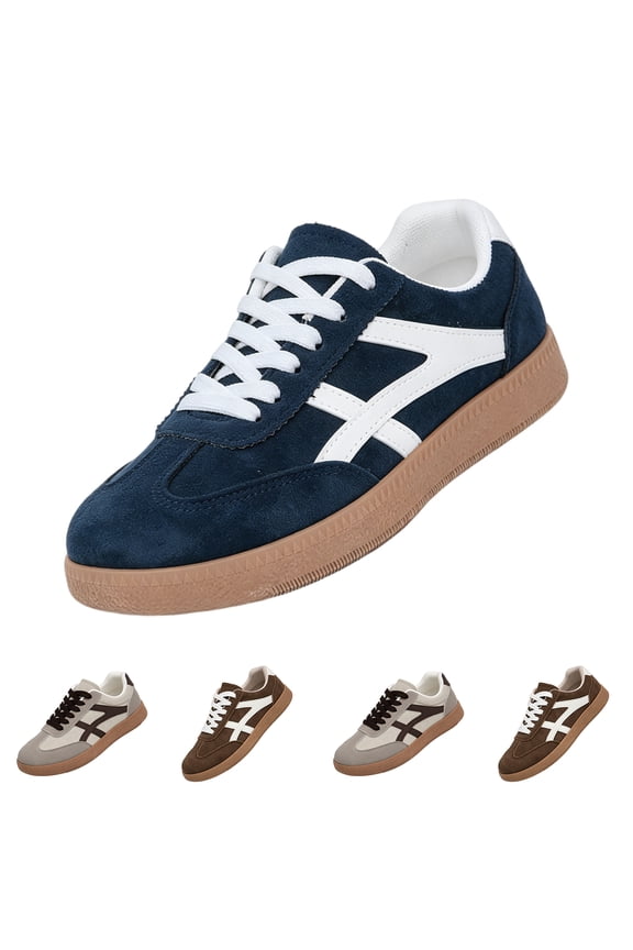 Vintage Navy Gum-Sole Sneakers – Retro Sport Style for Everyday Wear (3cm Sole),39