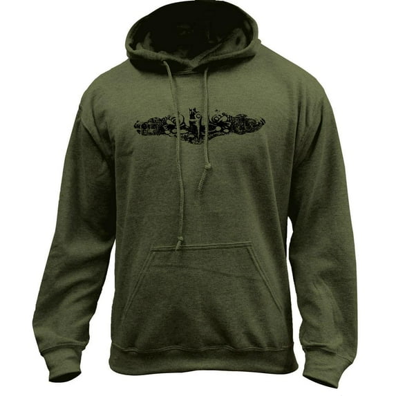 Vintage Navy Submarine Warfare Insignia Subdued Veteran Pullover Hoodie Sweatshirt