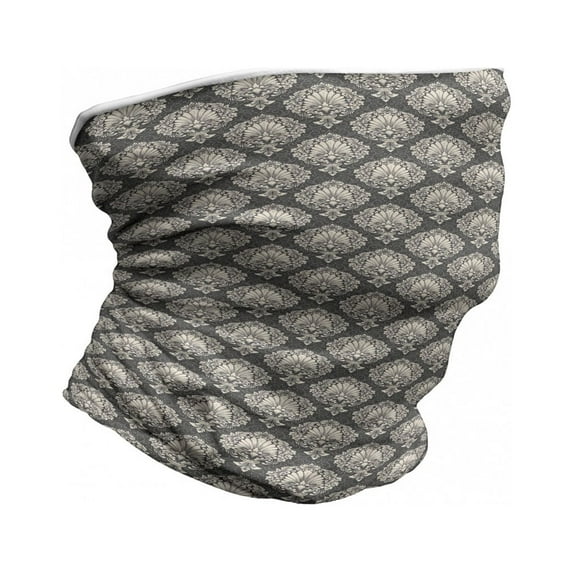 Vintage Neck Gaiter, Classic Damask Motifs, Unisex, Beige and Taupe, by Ambesonne