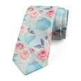 thumbnail image 1 of Vintage Necktie, Flowers Roses Teapot, Dress Tie, 3.7", Baby Blue and Pale Pink, by Ambesonne, 1 of 3