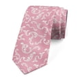 thumbnail image 1 of Vintage Necktie, Leafy Pinkish Damask Lines, Dress Tie, 3.7", White Eggshell, by Ambesonne, 1 of 3